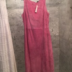 Pink suede midi dress